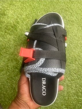 Draco Black and Red Kids Sport Slide Sandal